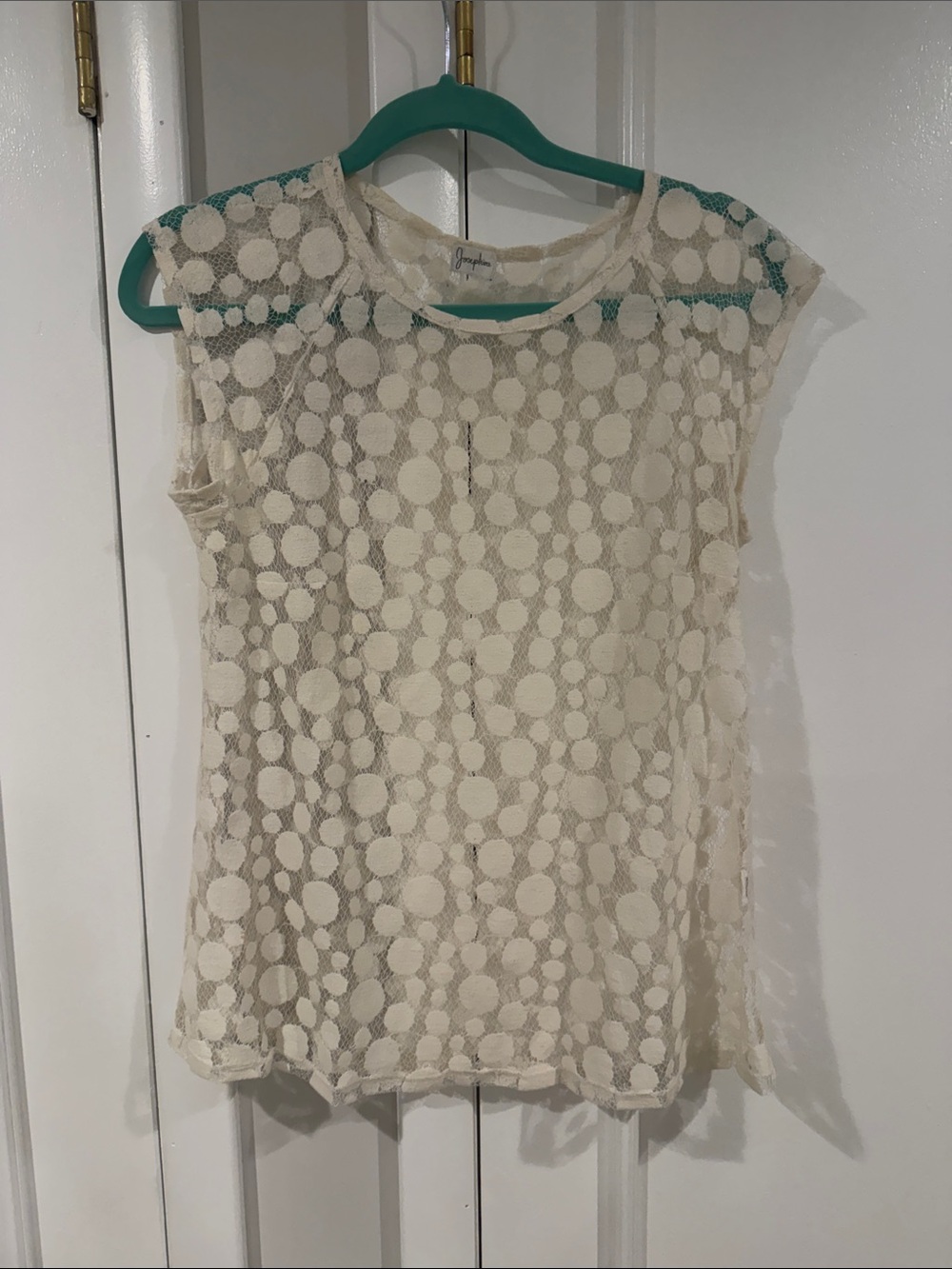 Joie Cream Lace Dot Sleeveless Blouse